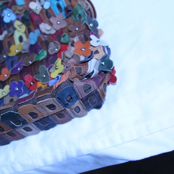 Leather flower boho flowerette slouchy purse bag festival - Picture 5 of 16